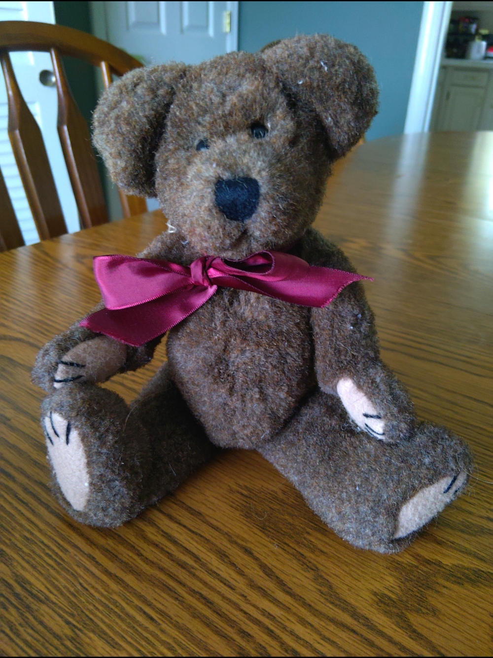 Boyds Bears - Brown Plush Teddy Bear with Burgundy Bow